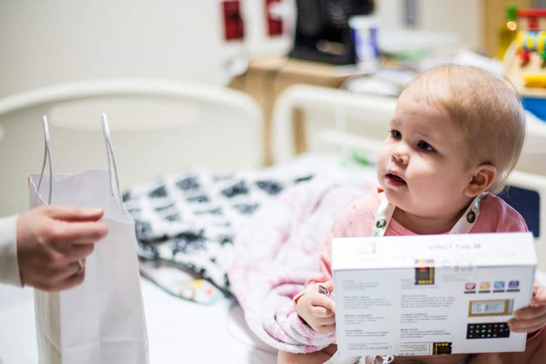 A pediatric patient playing at C.S. Mott Children's Hospital through GameChanger
